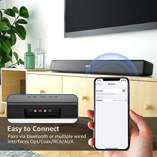 Sound Bars for TV,Saiyin Bluetooth TV soundbar 29-Inch 40 W,Optical AUX Coaxial Wired Input,Remote Control,Mount Kit.