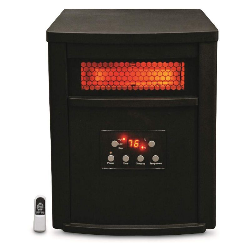 Lifesmart ZCHT1071US 1500 Watt 8 Element Quartz Infrared Electric Portable Large Room Space Zone Heater, Black