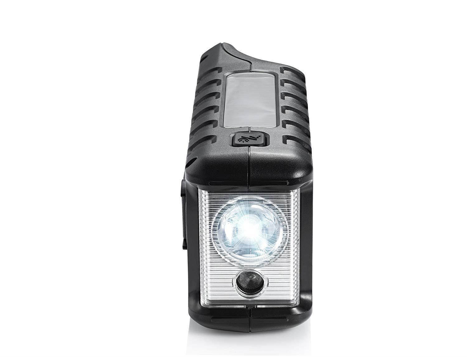 Midland - ER310, Emergency Crank Weather AM/FM Radio - Multiple Power Sources, SOS Emergency Flashlight, Ultrasonic Dog Whistle, NOAA Weather Scan + Alert (Red/Black)