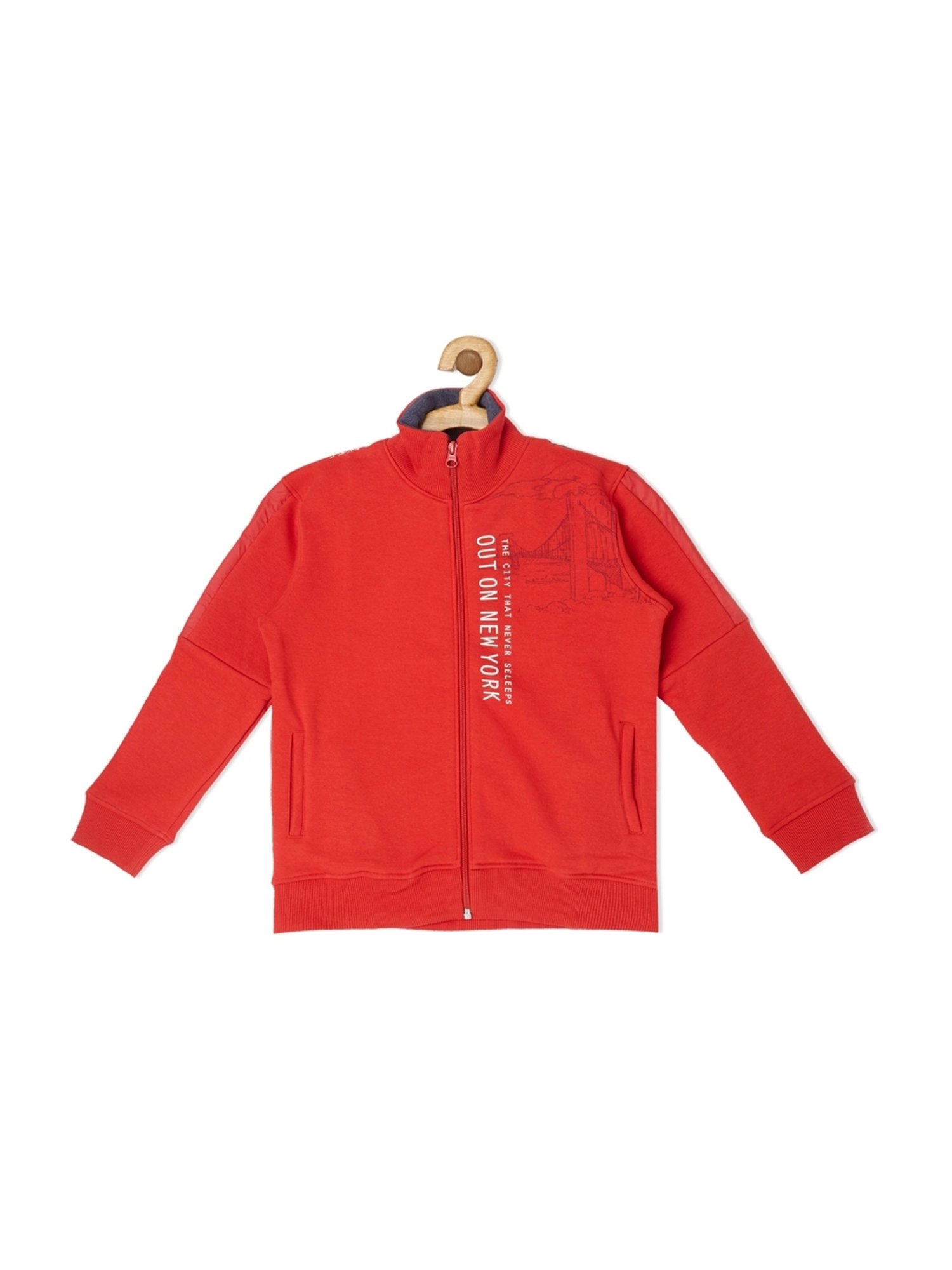 Sweet Dreams Kids Red & Navy Printed Full Sleeves Jacket with Trackpants