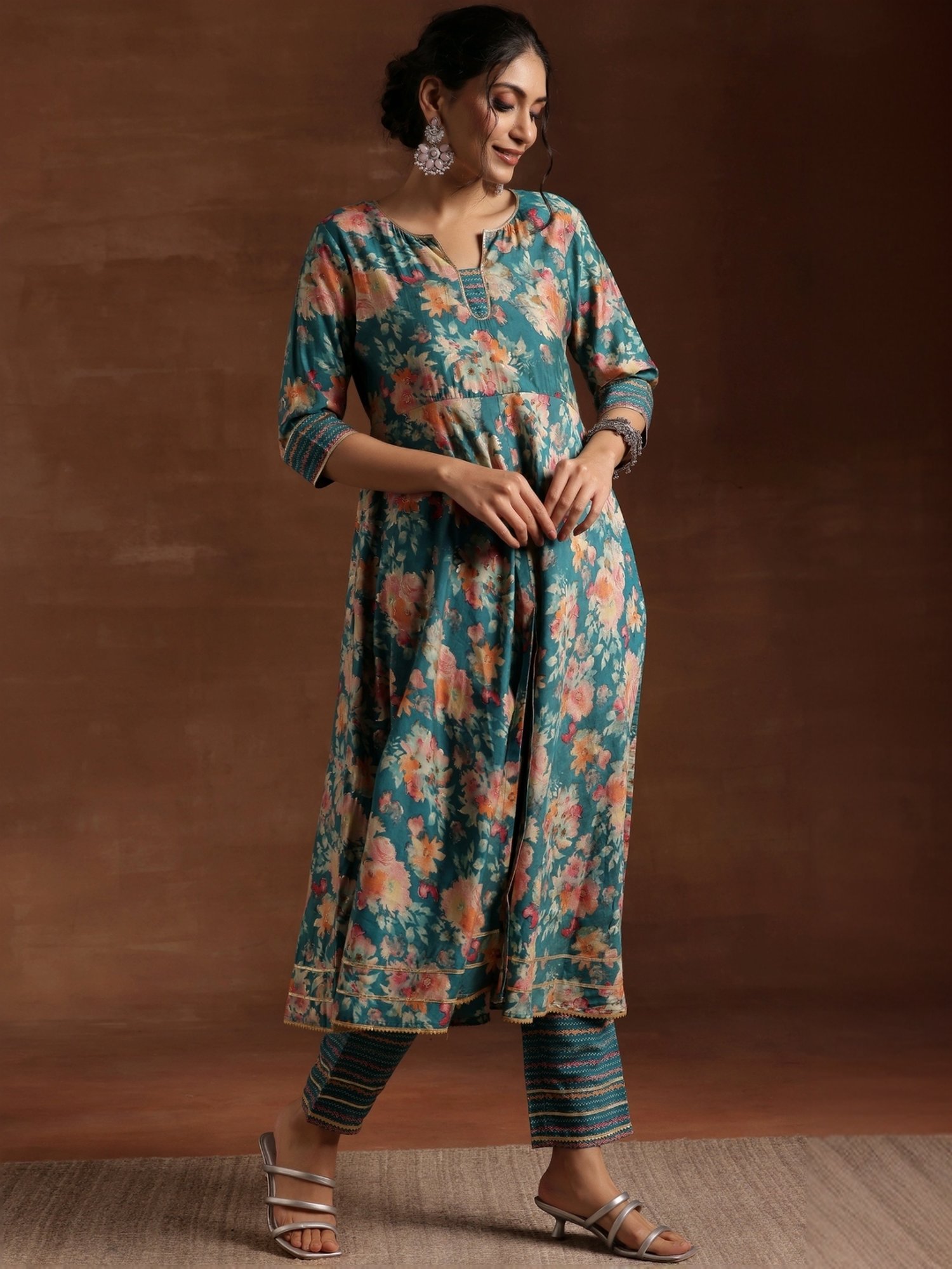 URBAN MYSTIC Black Rayon Embroidered Kurta & Sharara Set