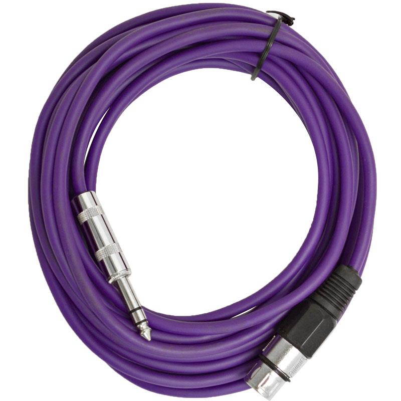 Seismic Audio - SATRXL-F25Purple-6Pack - 6 Pack of 25 Ft XLR Female to 1/4" TRS Patch Cable Snake Cords Balanced - Purple
