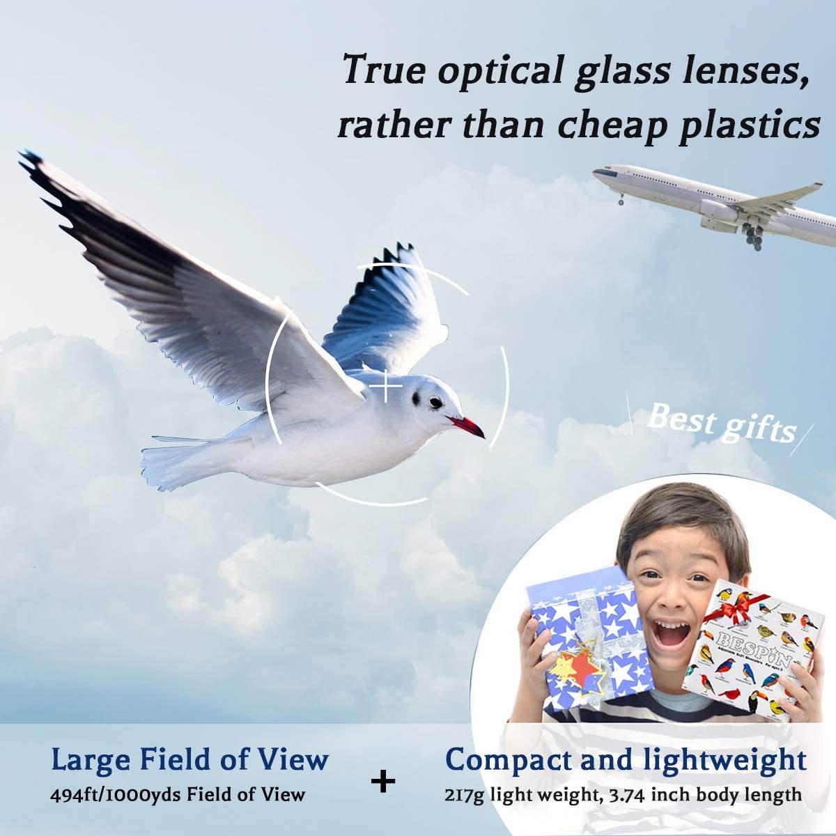 SV201 Binocular for Kids 6x18mm Toys Boys Girls Gift Fixed-Focus Binoculars Spy Camping Gear Learning Outside Play