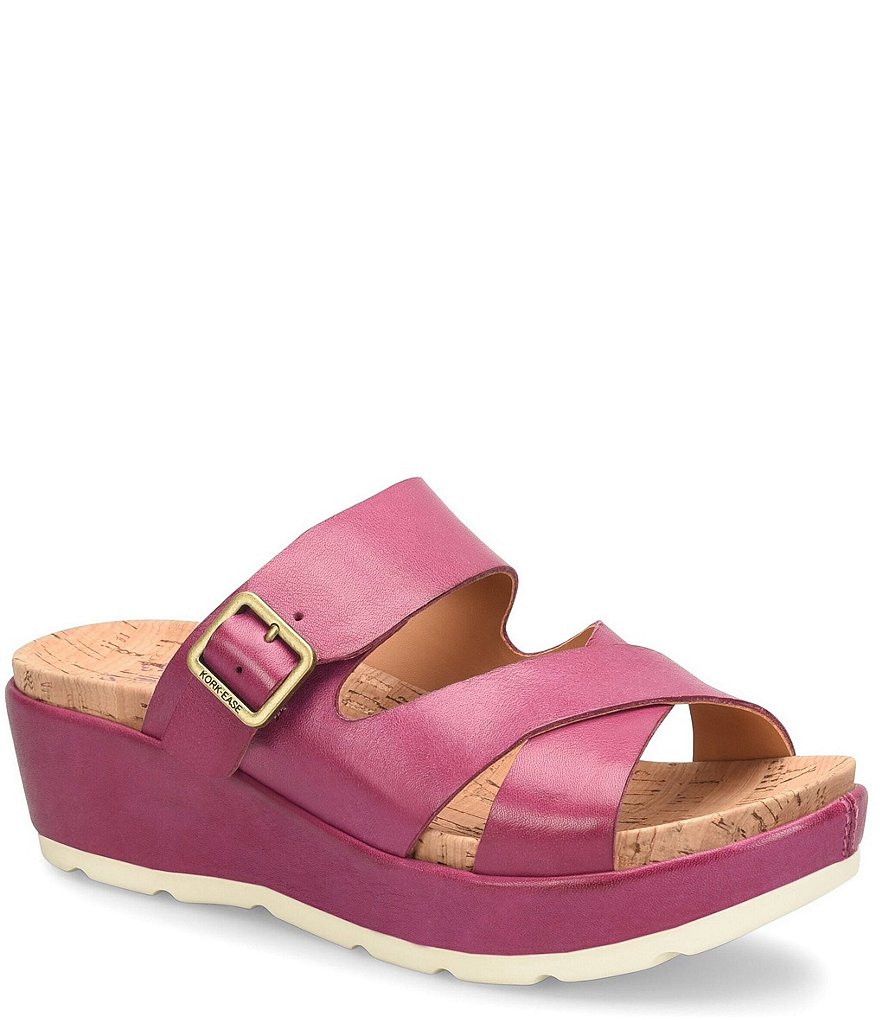 Kork-Ease Callie Leather Platform Wedge Slide Sandals