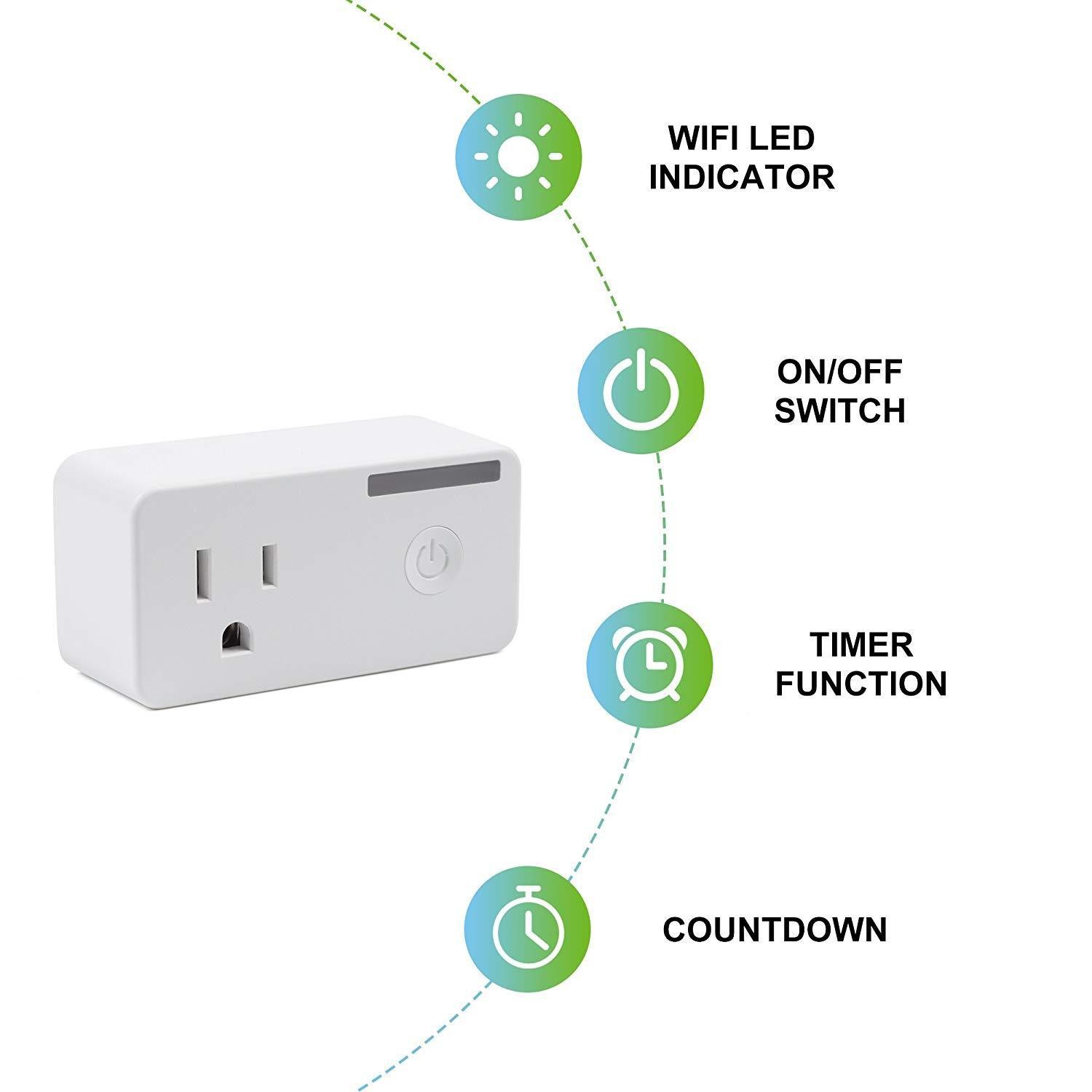 BN-LINK 2 Pack Smart Wi-Fi Plug Outlet Works with Alexa and Google Assistant