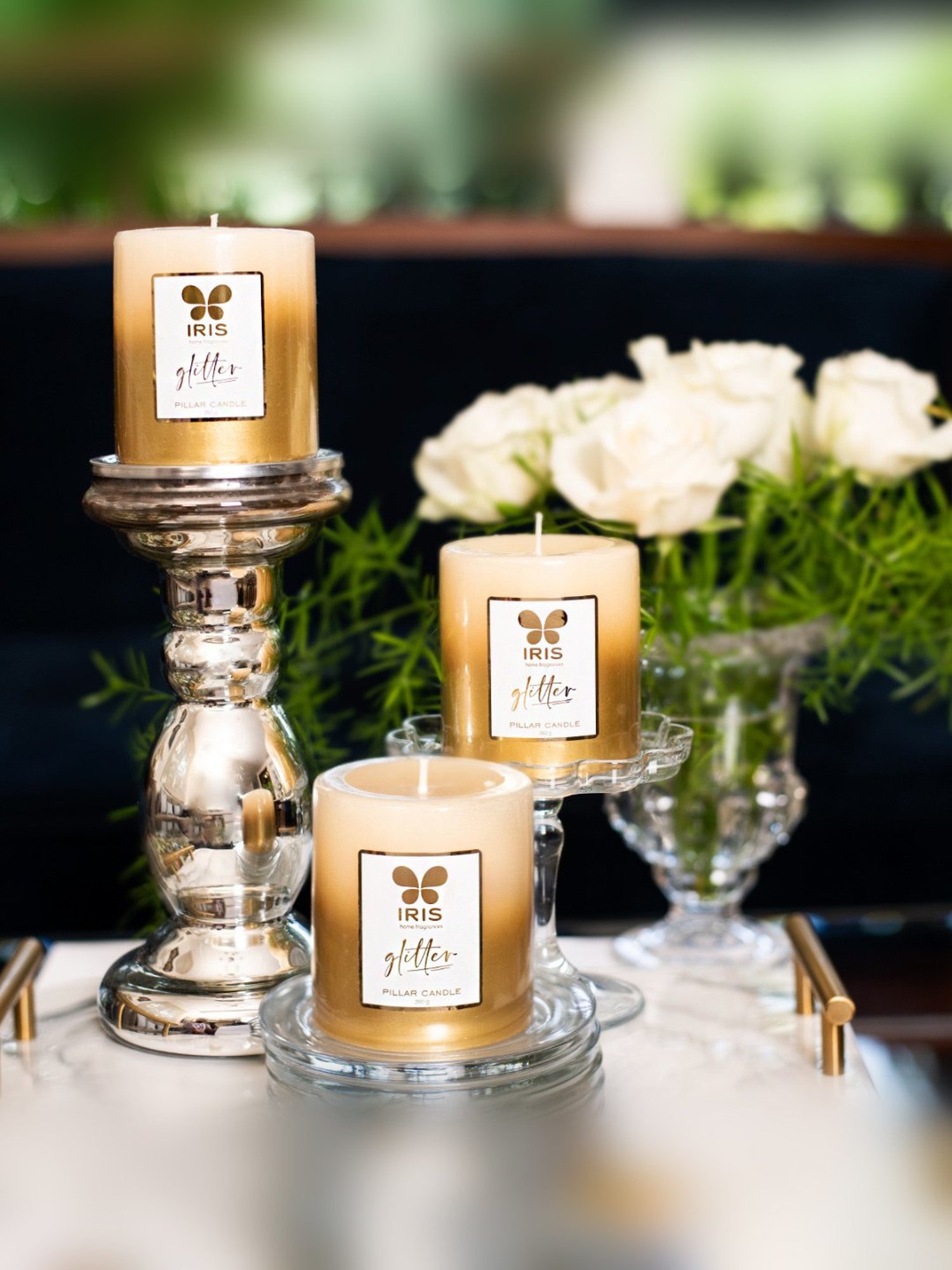 IRIS Lacquered Glitter Gold Wax Candle