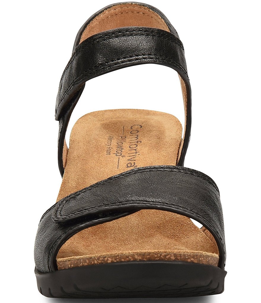 Comfortiva Abria Adjustable Leather Wedge Sandals