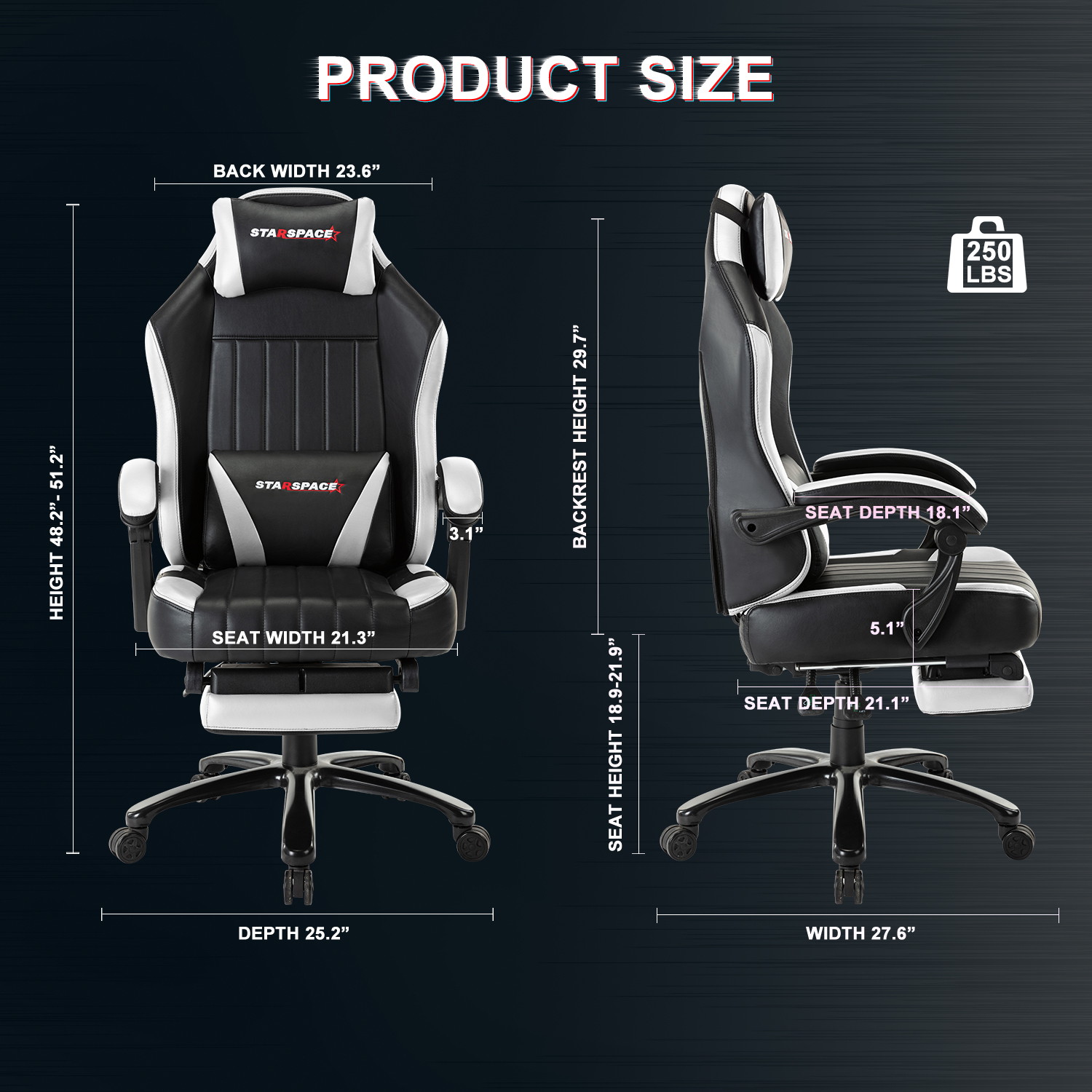 STRASPACE Big & Tall 400lb Memory Foam Reclining Gaming Chair Metal Base - Adjustable Back Angle and Retractable Footrest Ergonomic High-Back Leather Racing Executive Computer Desk Office Chair, Blue