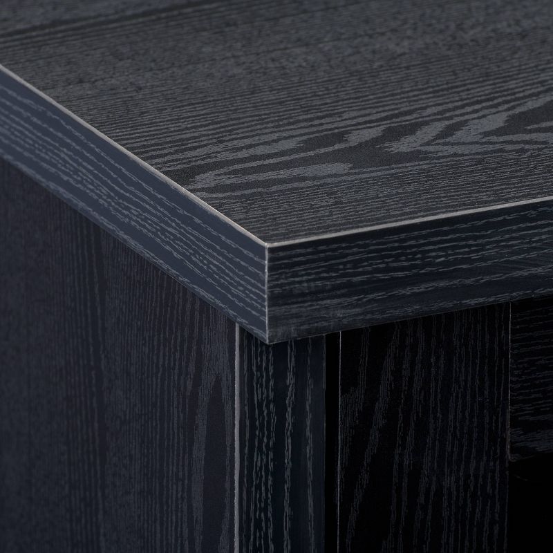 Fremont TV Bench with Glass Cabinets for TVs up to 90" Black - CorLiving