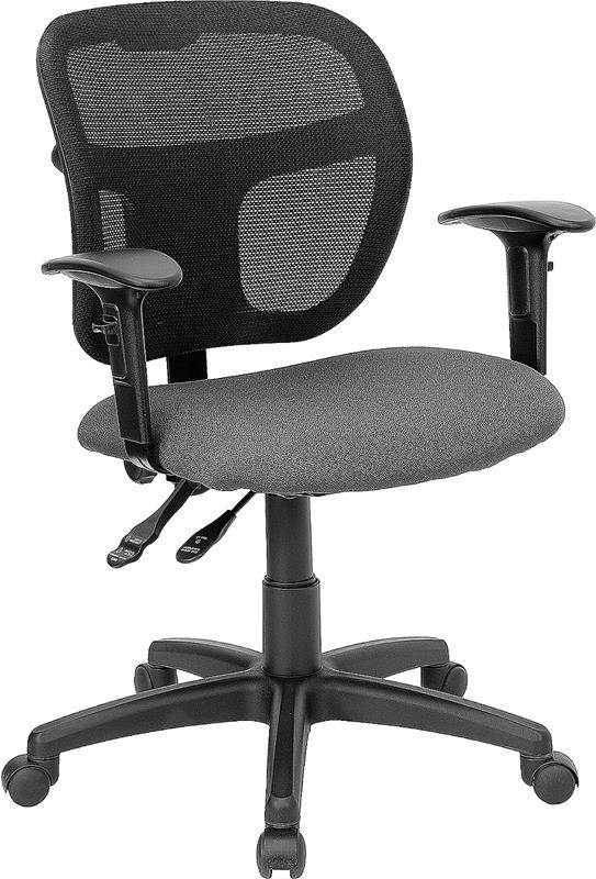Mid-Back Gray Mesh Swivel Task Chair with Back Height Adjustment and Adjustable Arms
