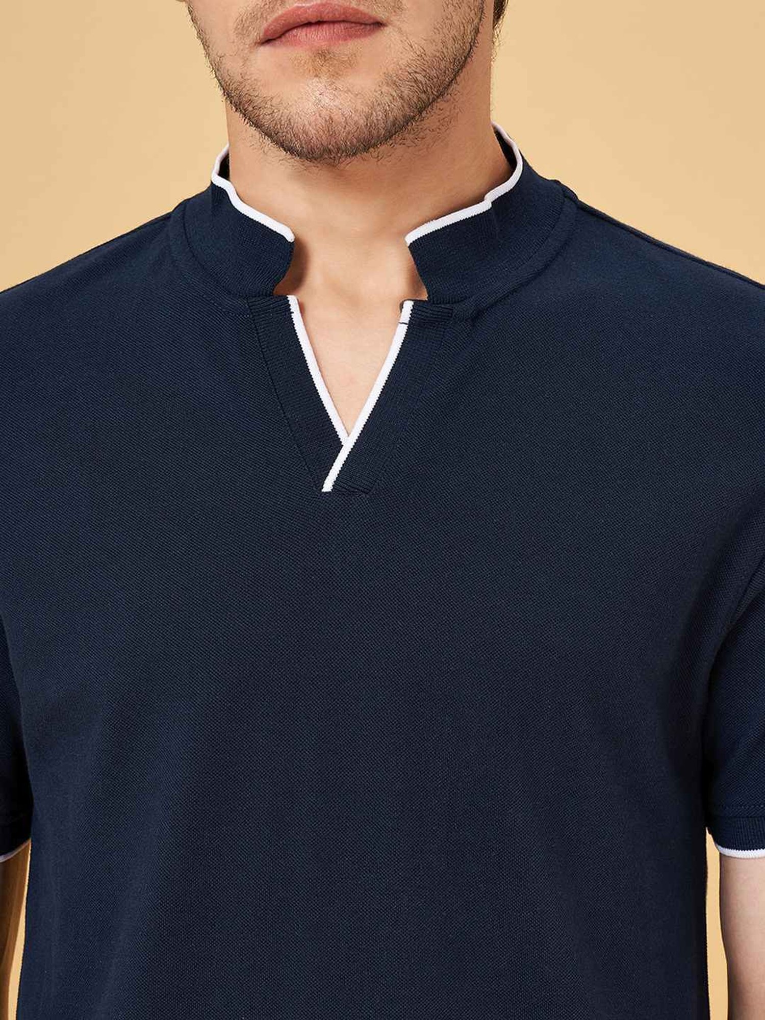 Byford By Pantaloons Blue Depths Cotton Slim Fit T-Shirt