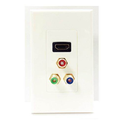 4XEM 1 Port Female HDMI and RCA Audio/Video Wall Plate (White)