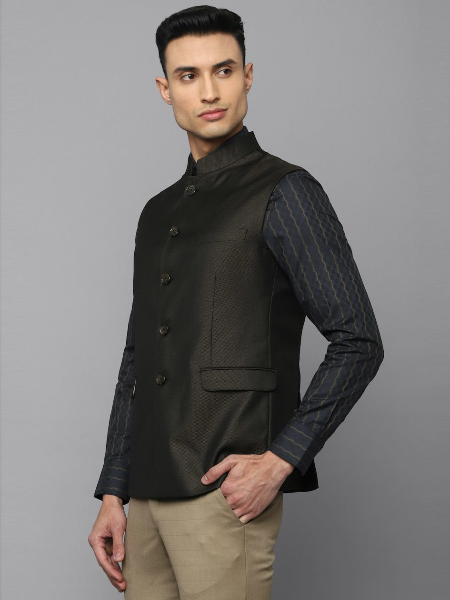 Fabindia Multicolor Regular Fit Printed Cotton Nehru Jacket