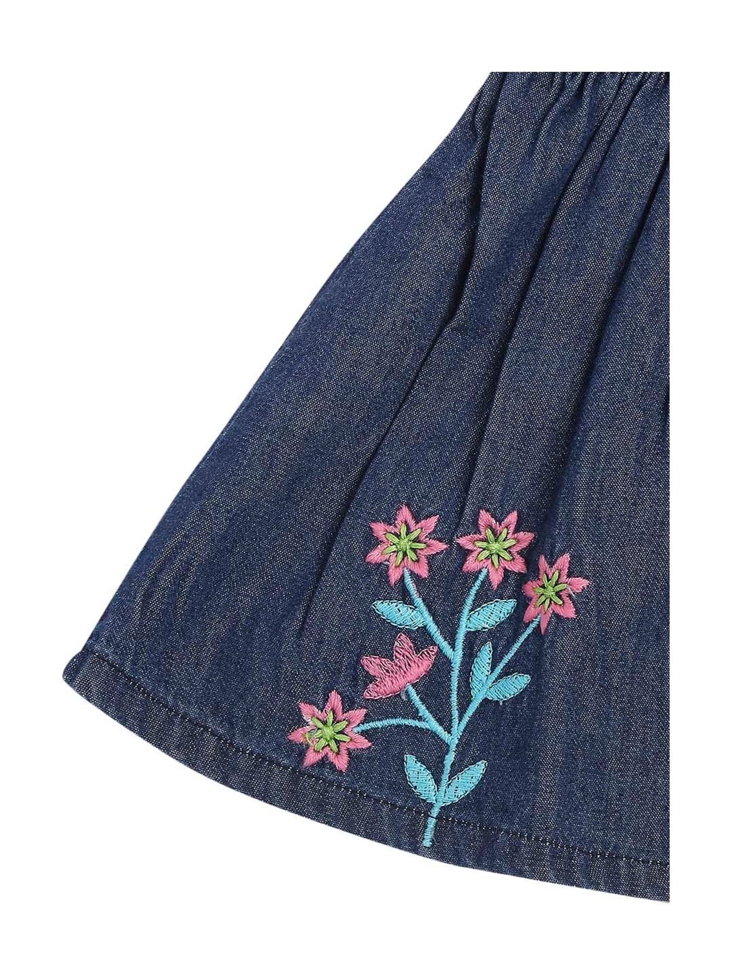 Mee Mee Kids Blue & Pink Cotton Embroidered Frock