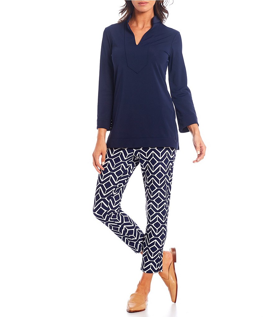 Jude Connally Chris Long Sleeve Collared V-Neck Knit Tunic