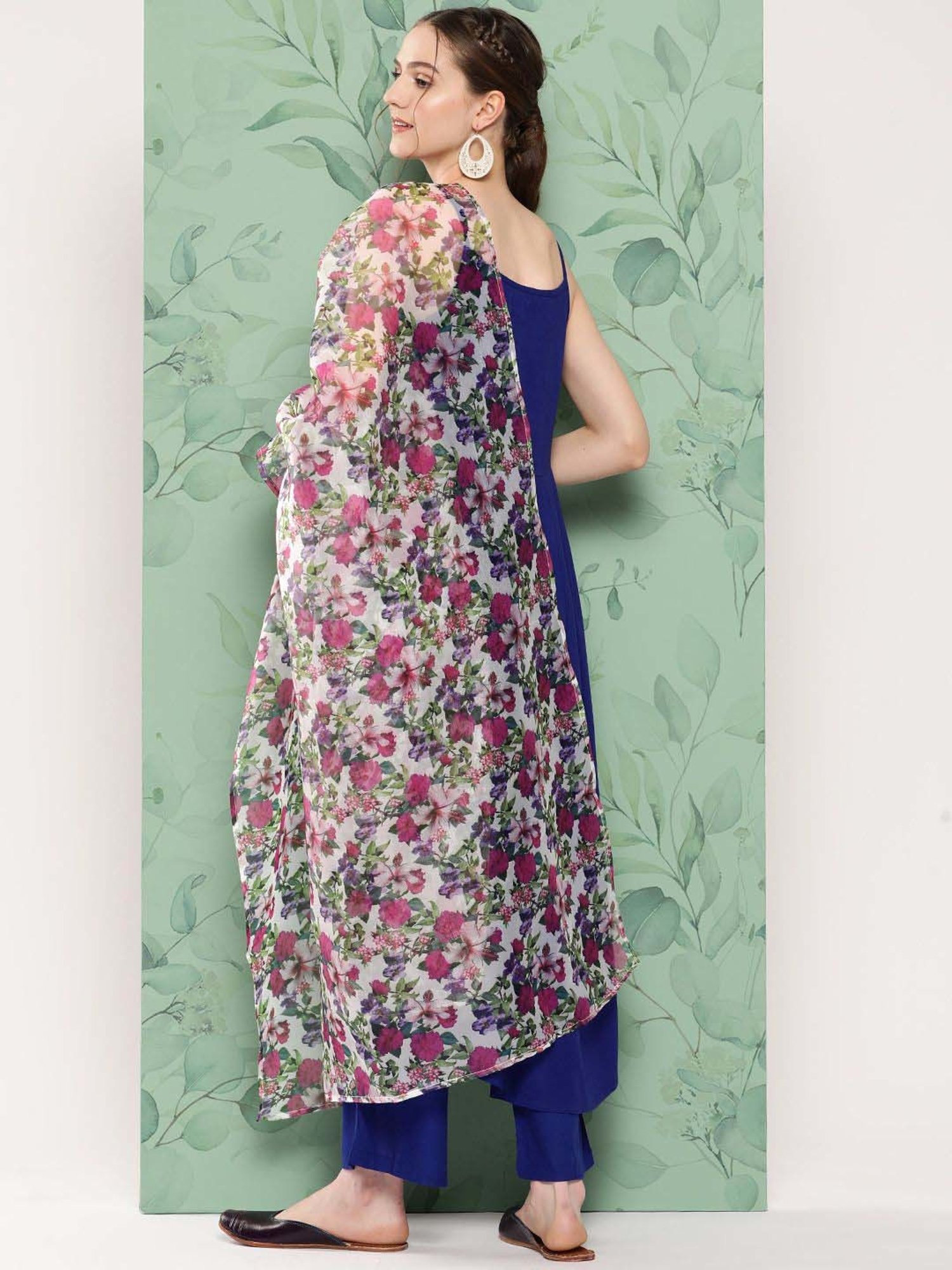 Inweave Blue & White Kurta & Palazzo Set with Dupatta