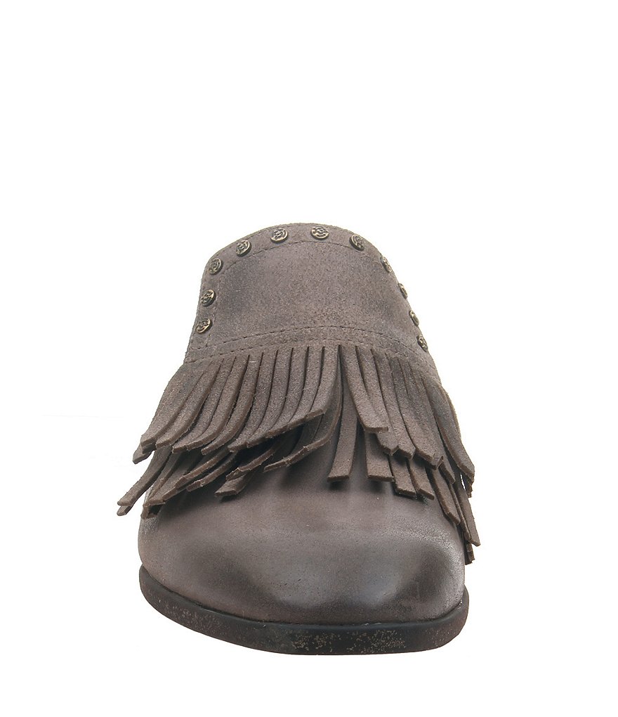 OTBT Gleam Leather Fringe Mules