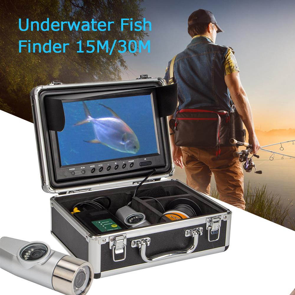 30m Dual lens 9" HD LCD Monitor Fish Finder Underwater Fishing Video Record DVR