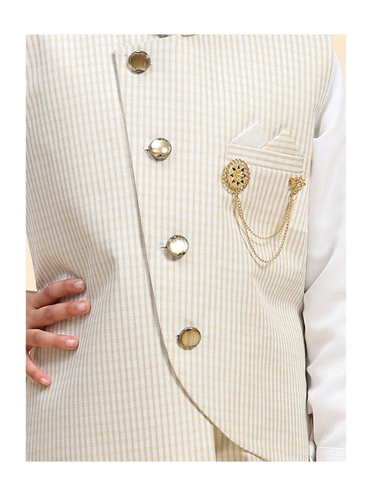 Pro-Ethic Style Developer Kids Light Brown Checks Full Sleeves Shirt, Pants with Jacket