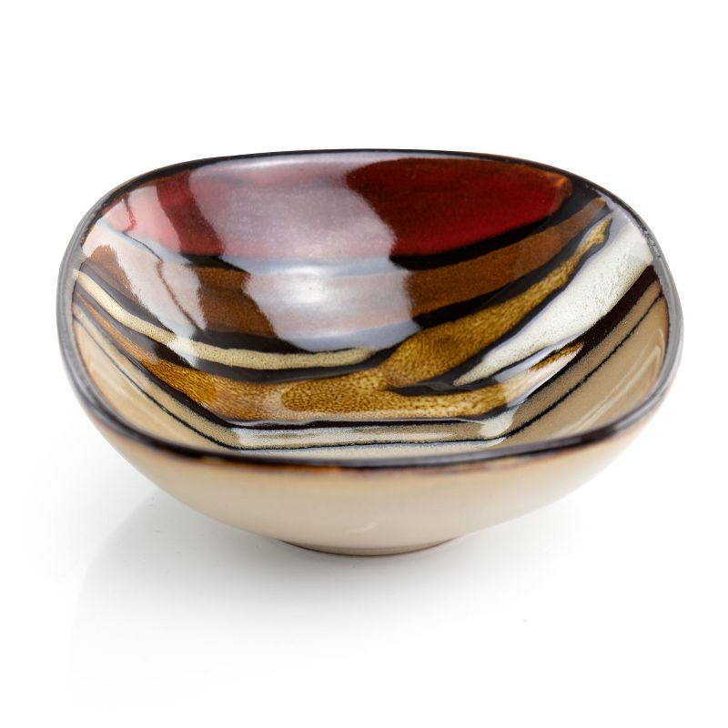 Gibson Elite Matrice 8 Piece 4.5 Inch Stoneware Fruit Bowl Set in Red