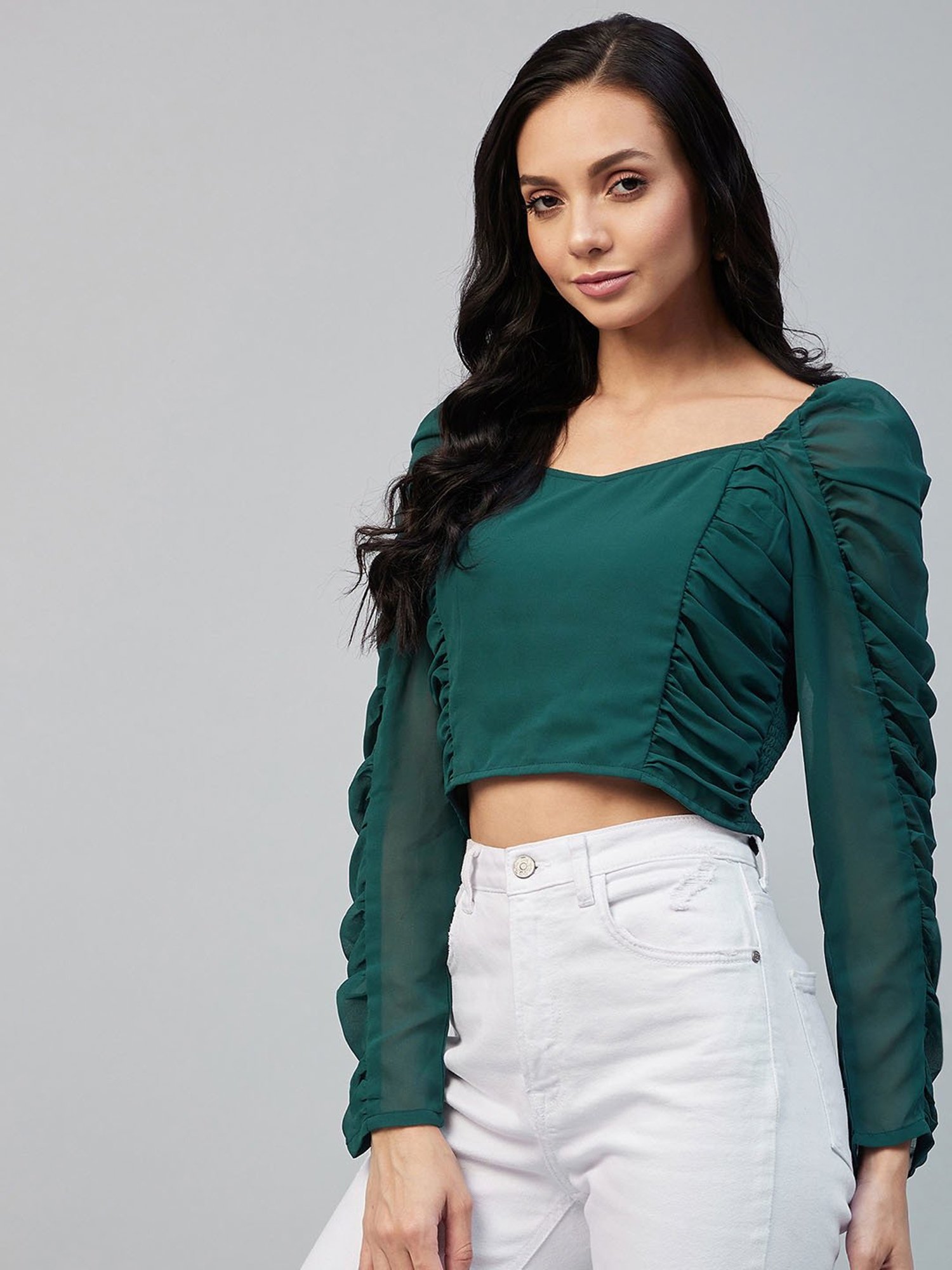 Carlton London Green Crop Top