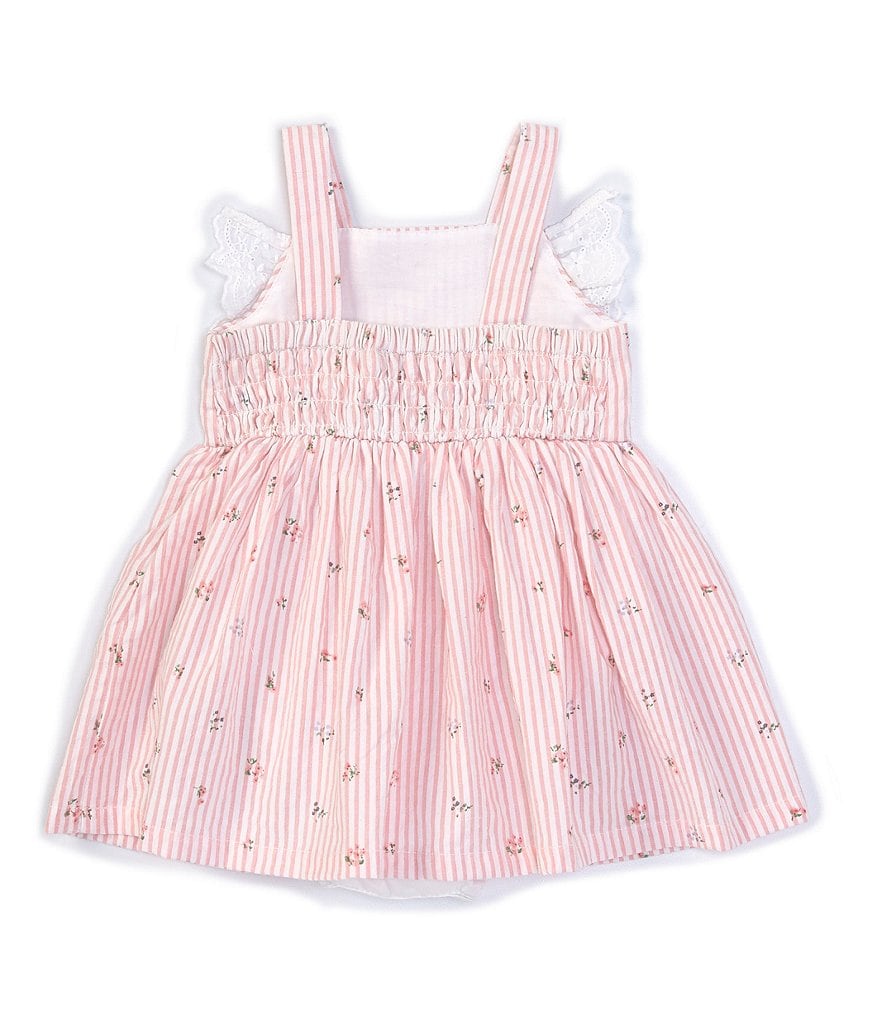 Pastourelle by Pippa & Julie Baby Girls Newborn-24 Months Rosebud-Embroidered Striped Dress Bodysuit