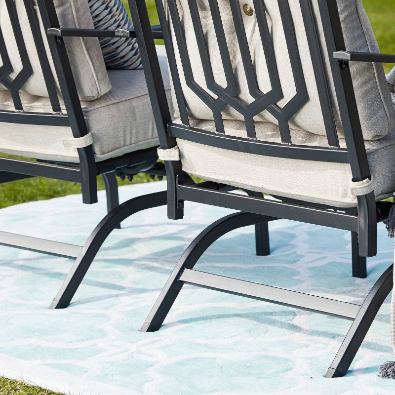 2pc Patio Chairs Steel Patio Seating Sets Cream - Lokatse