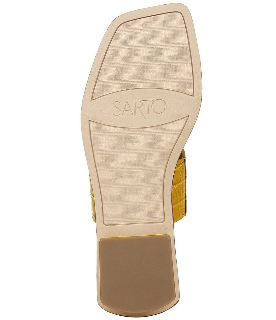 Sarto by Franco Sarto Ediana Croco Print Leather Toe Ring Square Toe Sandals