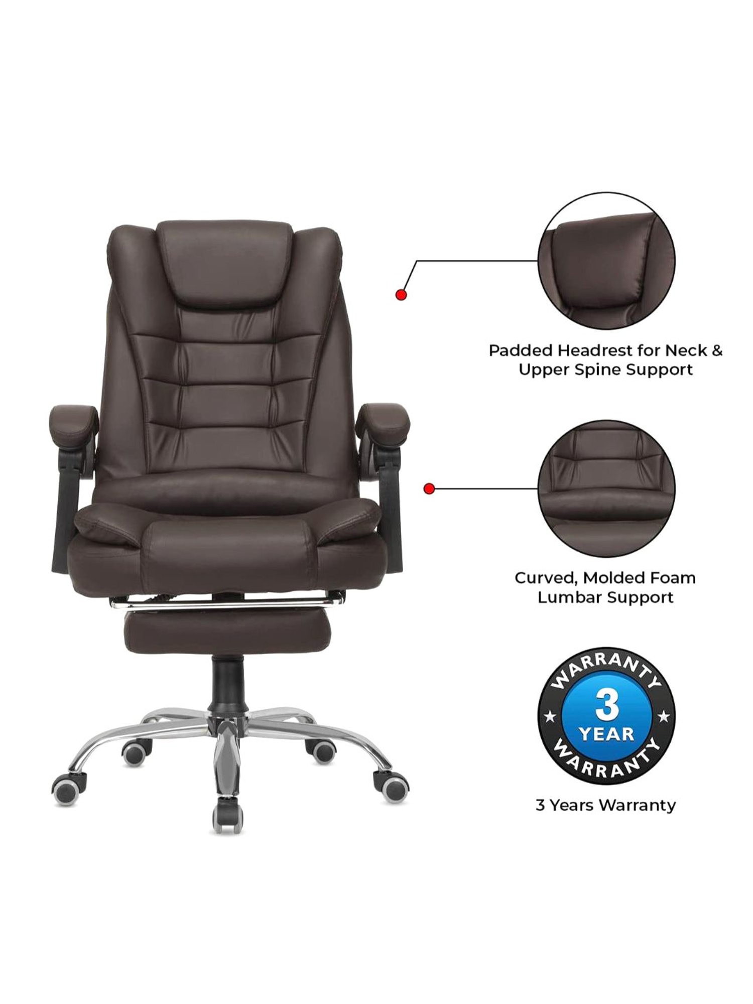 Green Soul Urbane Brown PU Leather High Back Chair