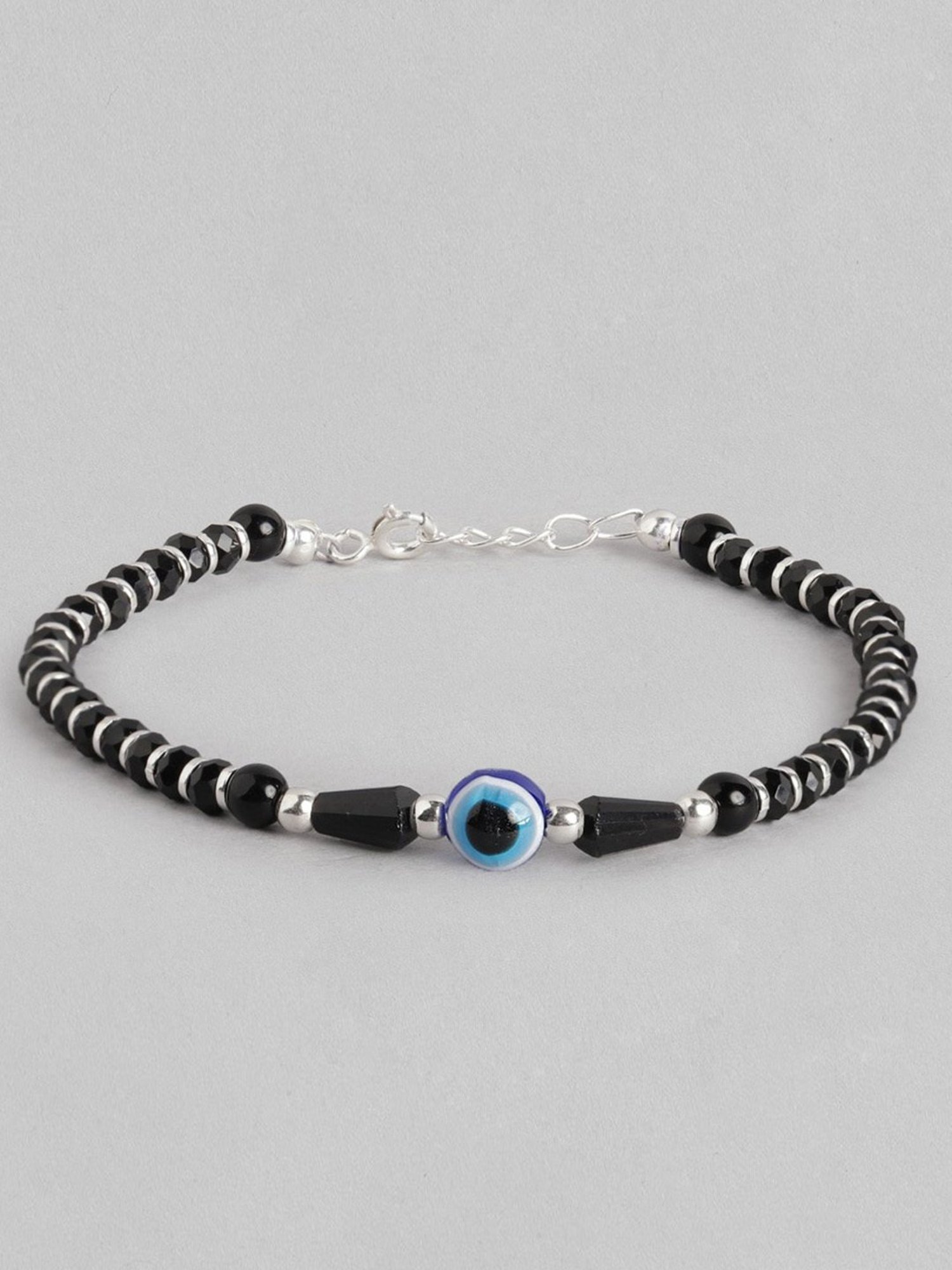 Zavya 92.5 Sterling Silver Evil Eye Bracelet in Rhodium-Plating