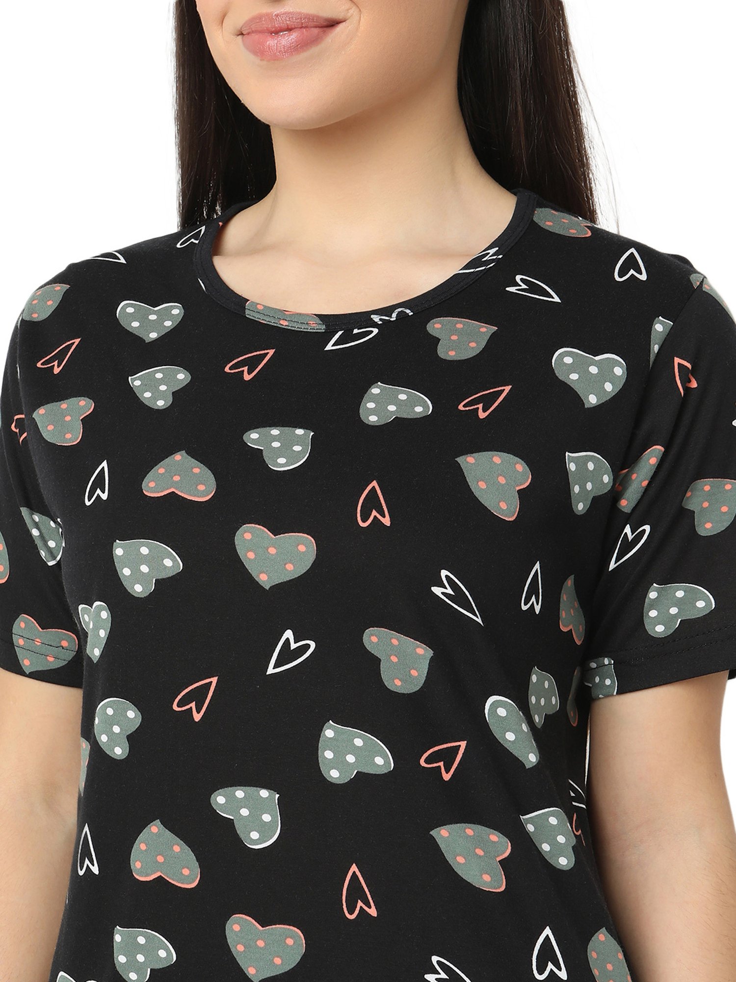 Smarty Pants Black Printed T-Shirt With Pyjamas
