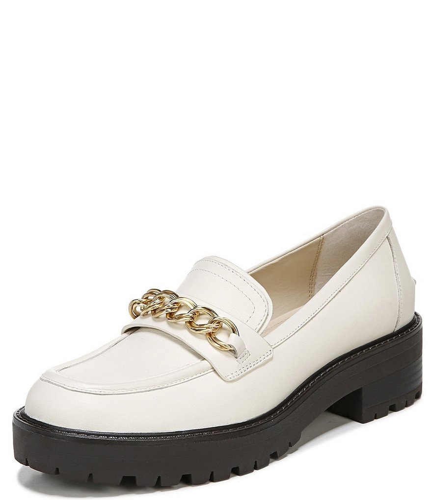 Sam Edelman Taelor Leather Almond Toe Chain Detail Loafers