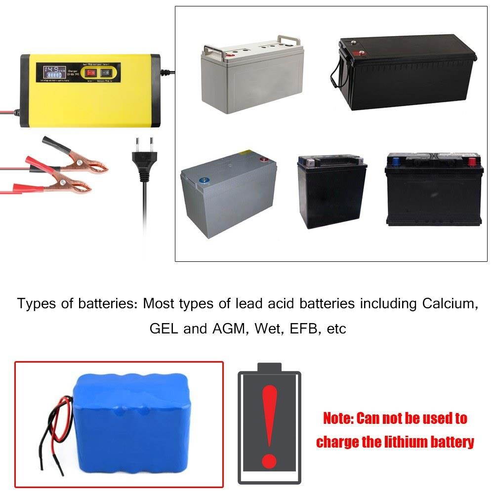 12V 8A Full Automatic Car Battery Charger Intelligent Fast Power Charging Pulse Repair Chargers Wet Dry Lead Acid Battery-chargers with Digital LCD Display