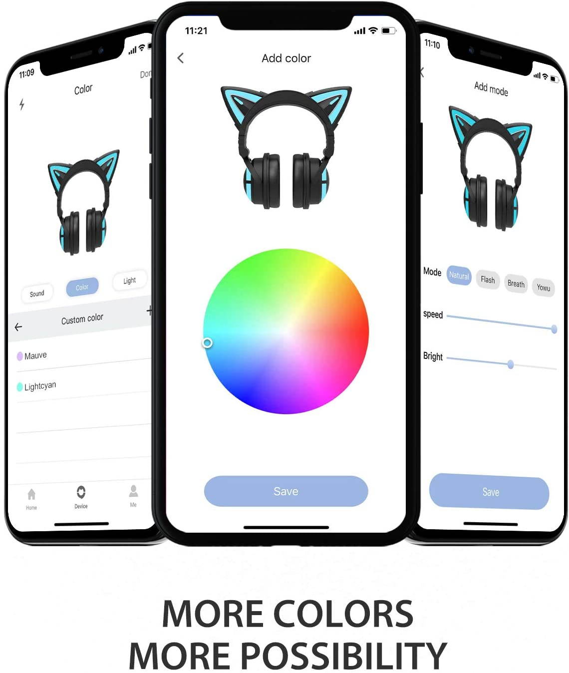 YOWU Cat Ear Headphone 3G Wireless Bluetooth 5.0 Foldable Gaming Headset with 7.1 Surround Sound,40mm Drivers,Built-in Mic & Customizable Lighting and Effect via APP