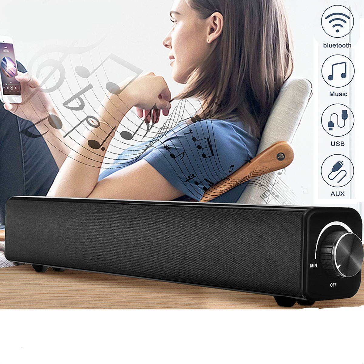 Wireless Soundbar Speaker System TV Theater Soundbar Subwoofer bluetooth 5.0