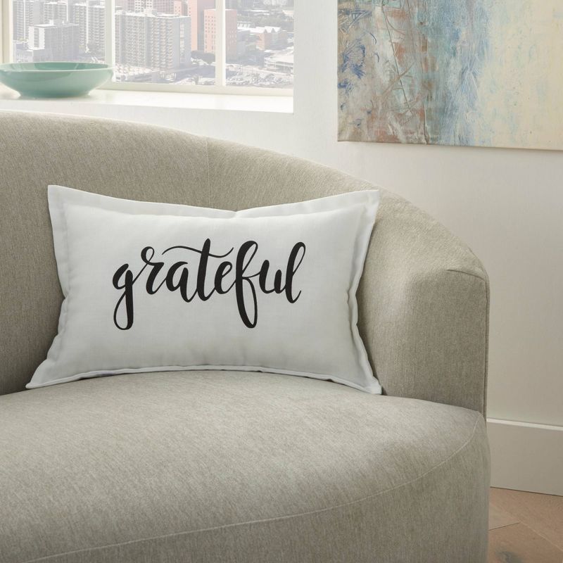 12"x20" 'Grateful' Throw Pillow White - Kathy Ireland Home