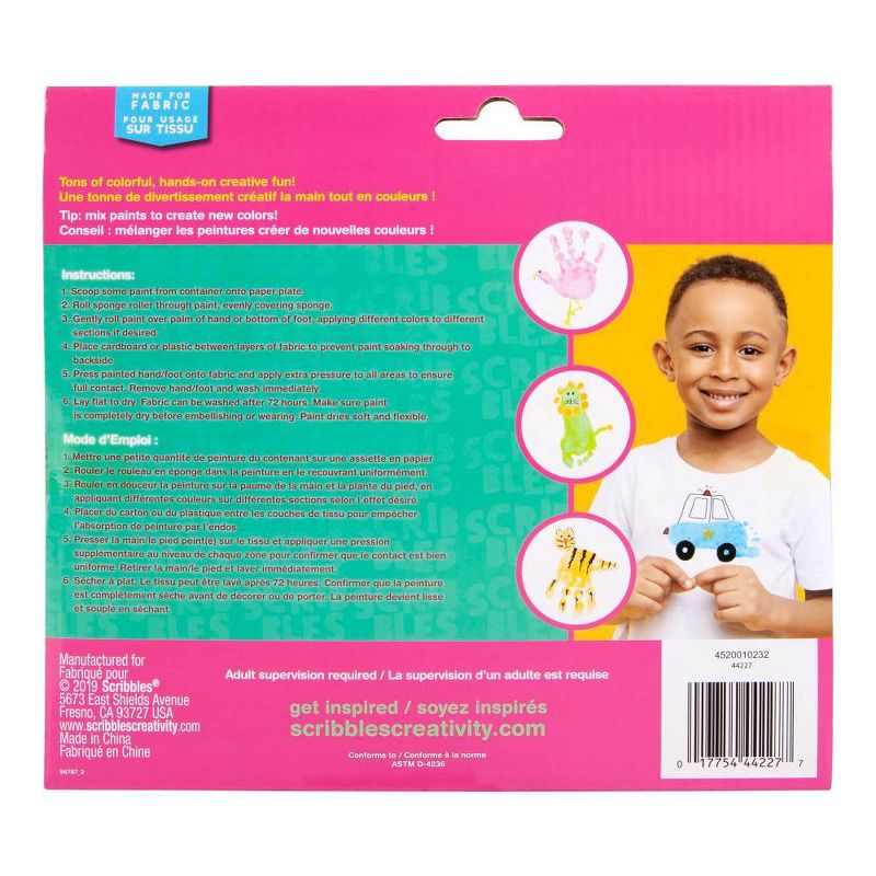 Scribbles 7pc Fabric Finger Paint & Roller Kit - Neon