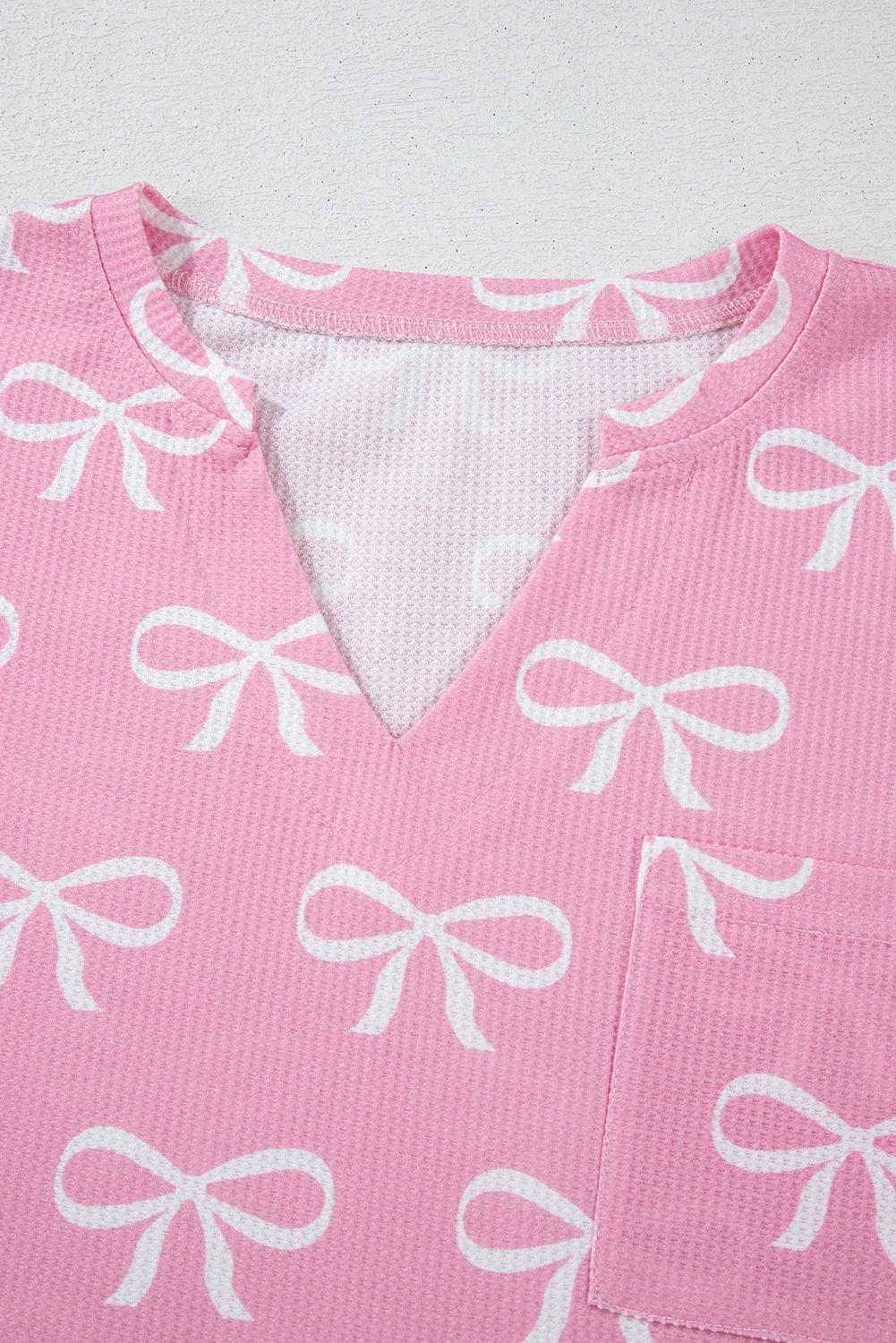 Skobeloff Textured Ruffle Split Top and Drawstring Shorts Set