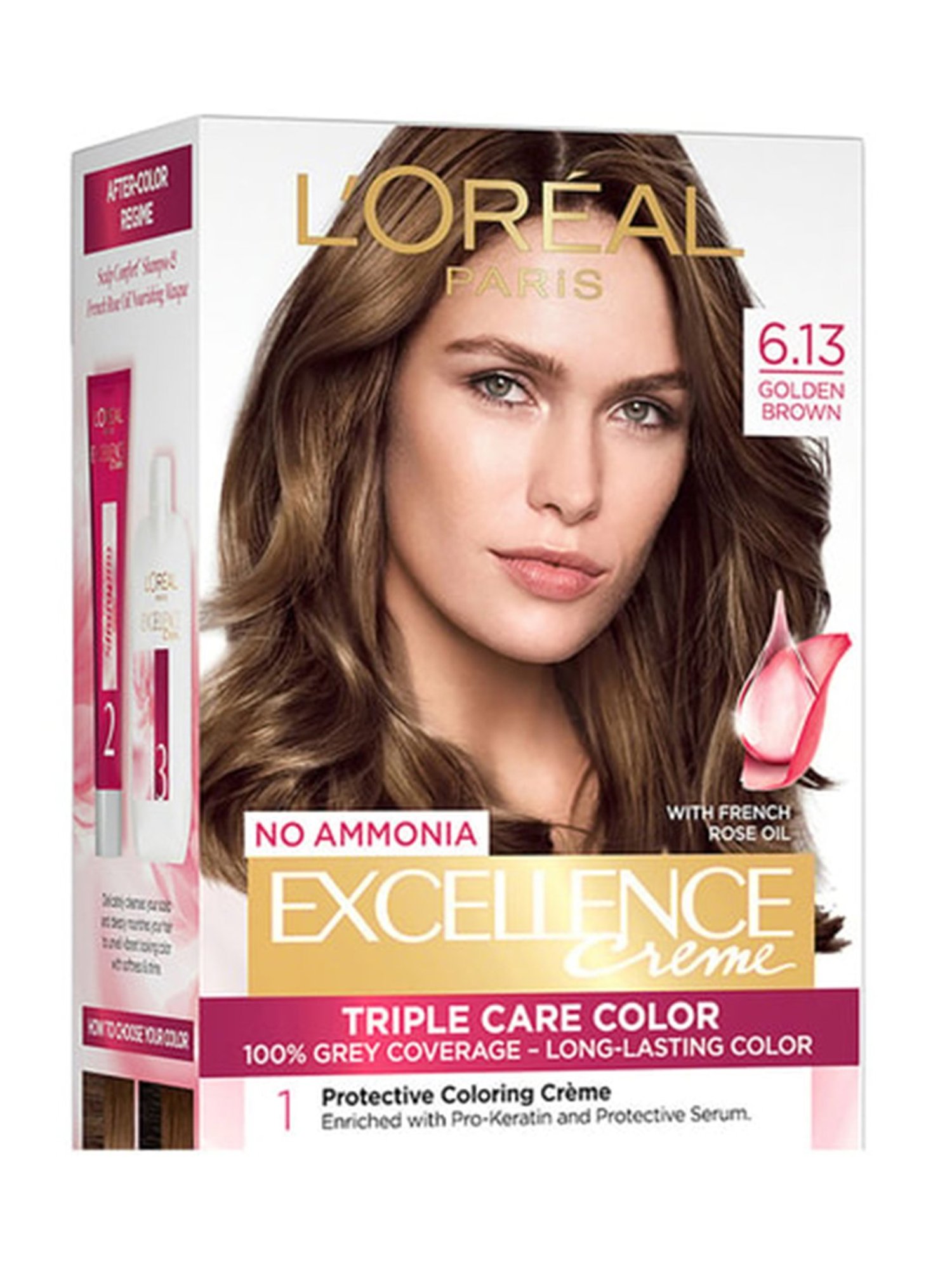 L'Oreal Paris Excellence Creme Hair Color 6.13 Golden Brown - 72 ml + 100 gm