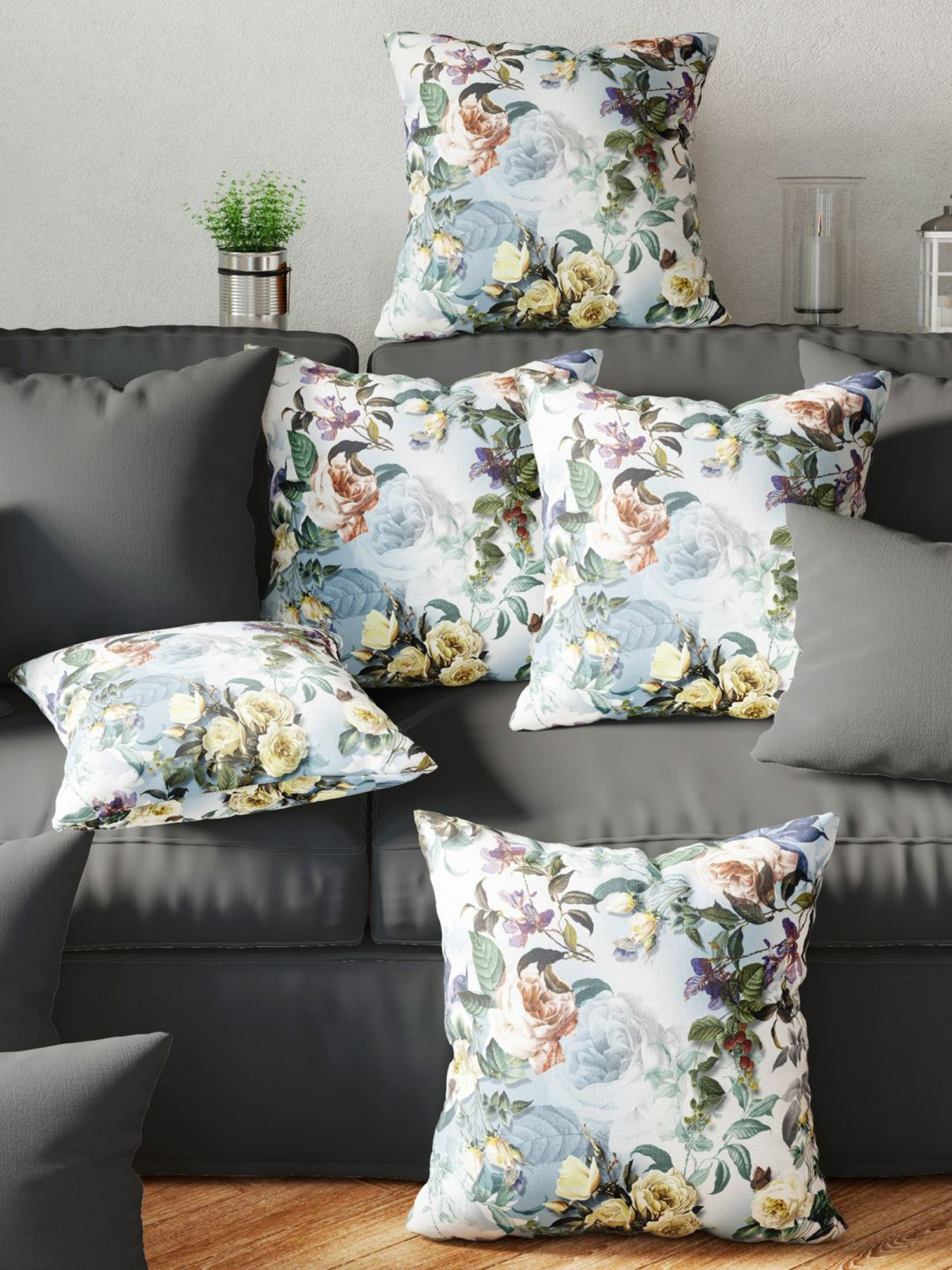 Bianca Multicolor Digitally Printed Cushion Cover - Set Of 5