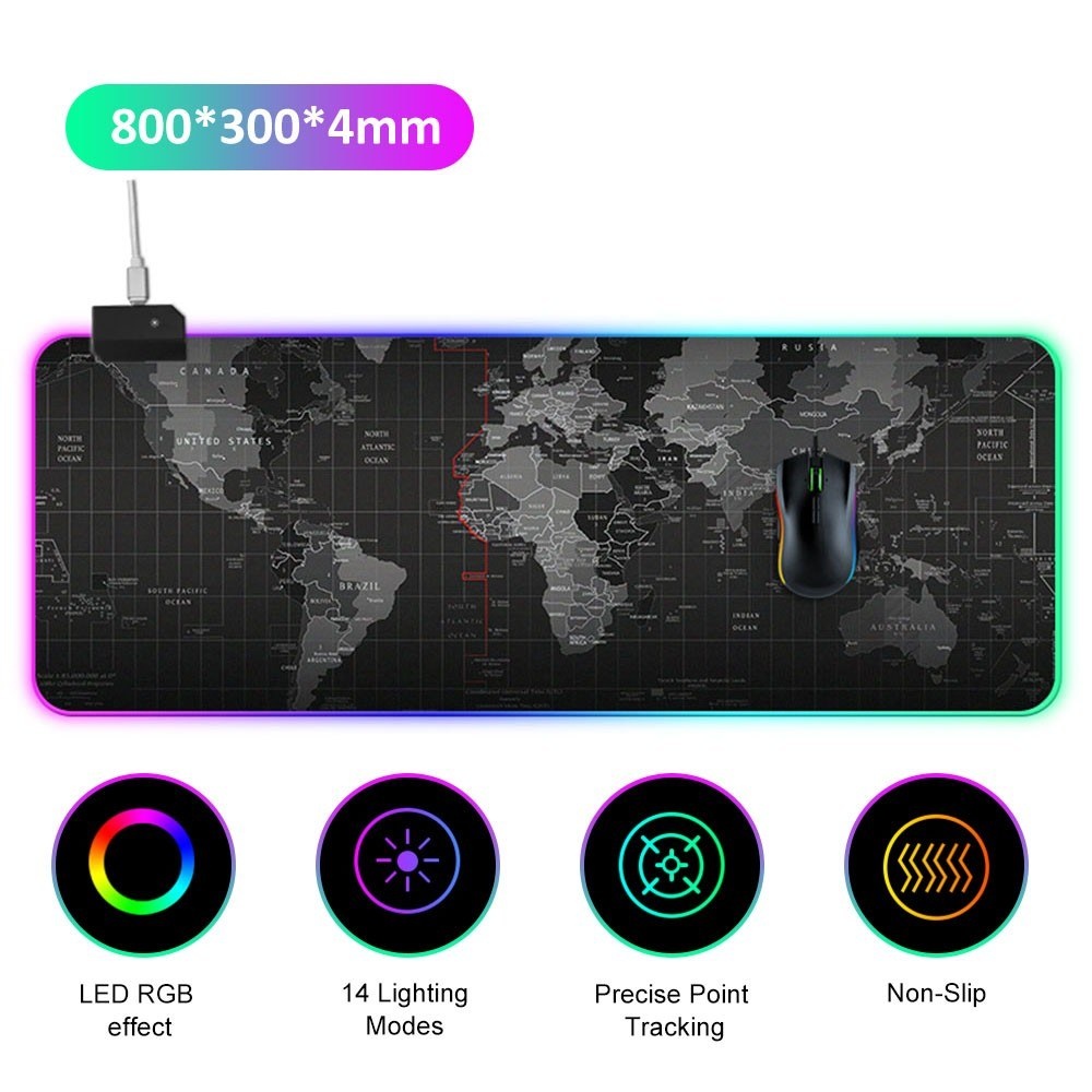 LEDs RGB Mouse Pad 14 Lighting Modes Gaming Extra Large Soft Extended Non Slip Mousepad for PC Laptop