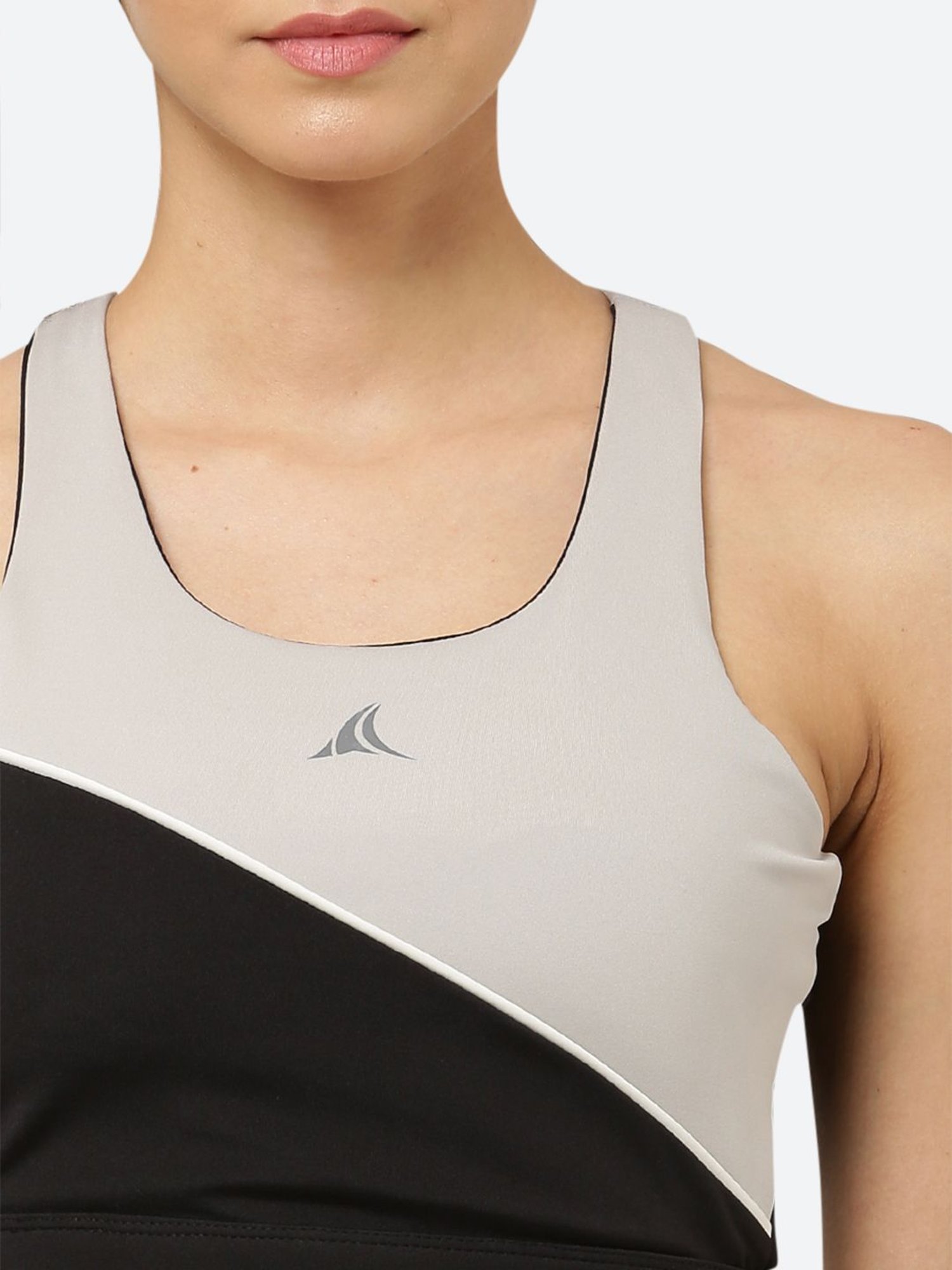 Fitleasure Grey & Black Non Wired Padded Sports Bra