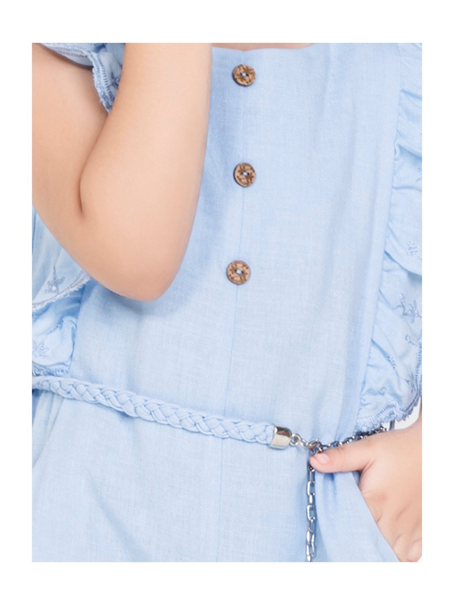 Peppermint Kids Light Blue Solid Jumpsuit