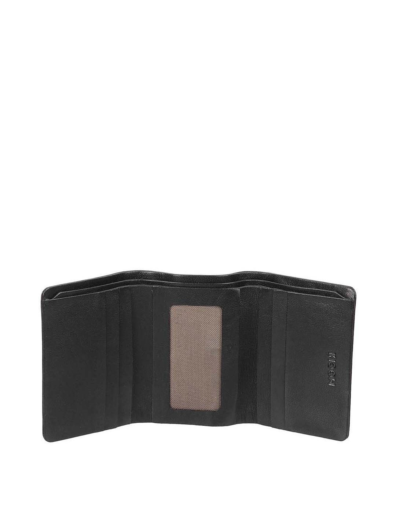 Mochi Black Casual Leather Tri-Fold Wallet for Men