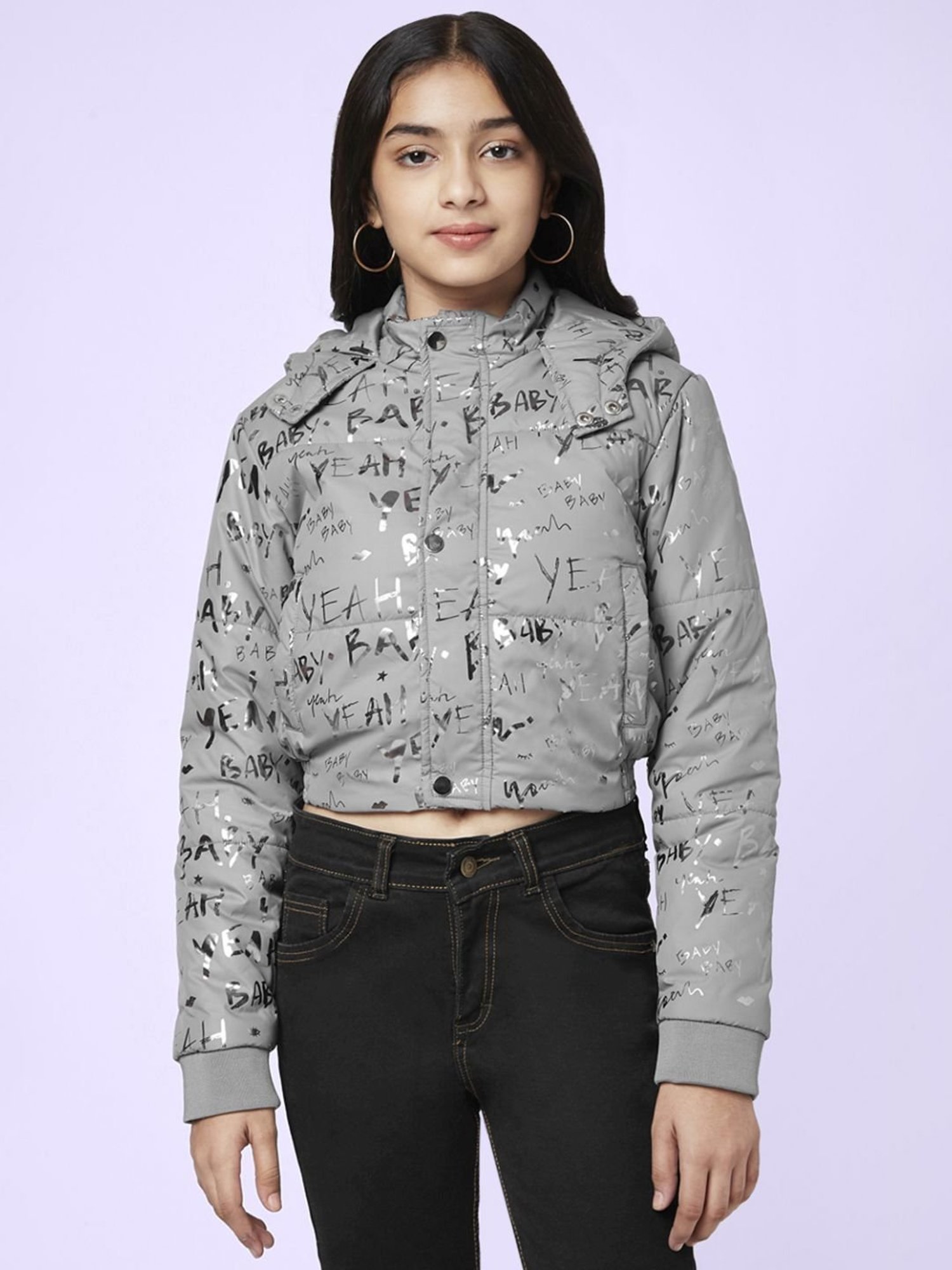 Coolsters by Pantaloons Kids Silver Printed Full Sleeves Jacket