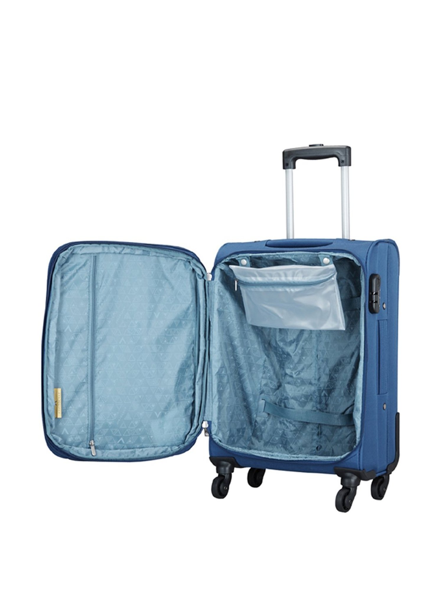 Aristocrat Amber Blue 4 Wheel Small Soft Cabin Trolley - 69 cm