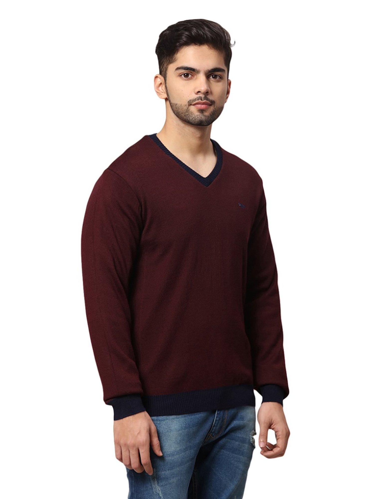 Park Avenue Blue Regular Fit Reversible Sweater