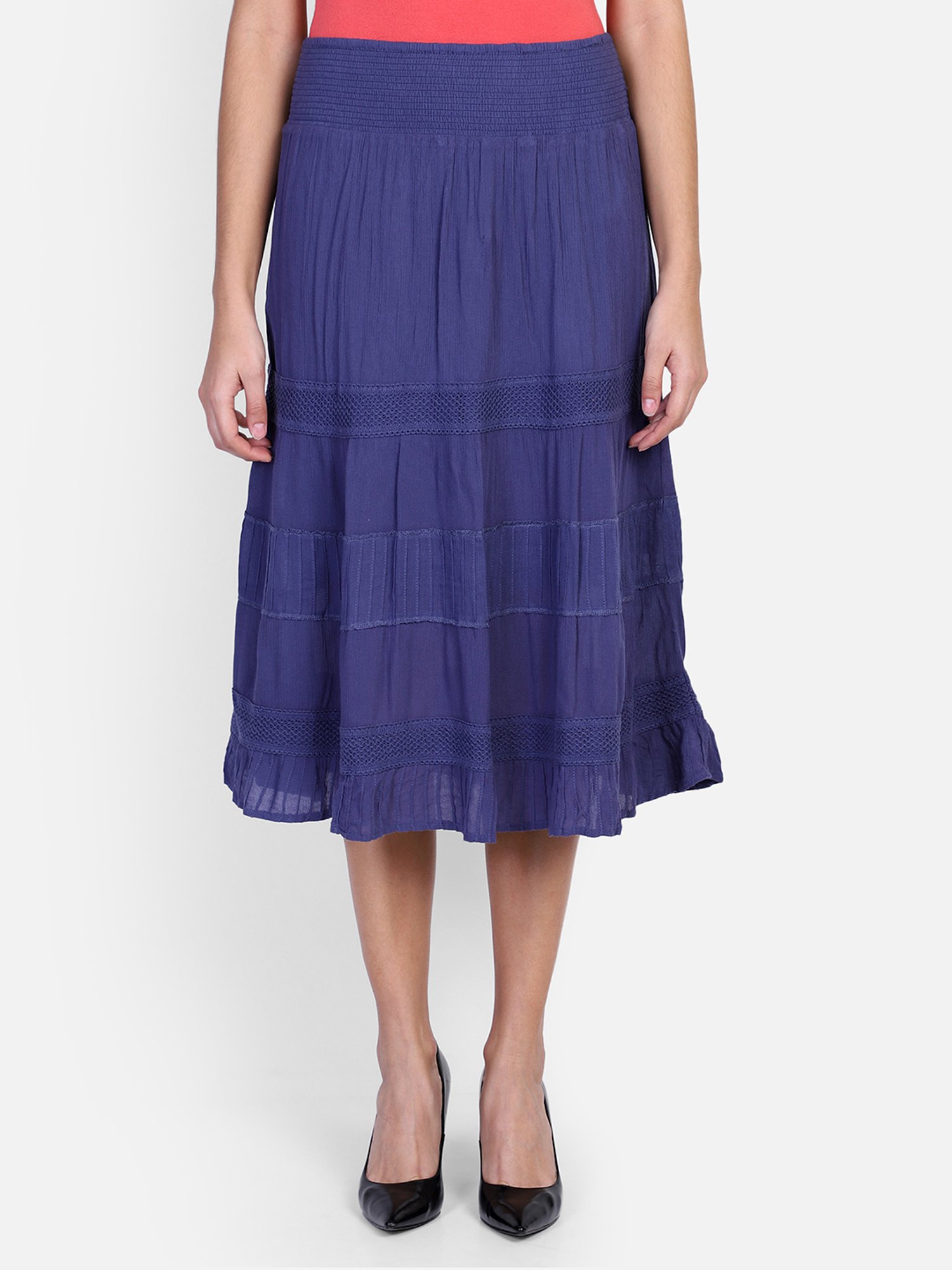 Aditi Wasan Blue A-Line Midi Skirt