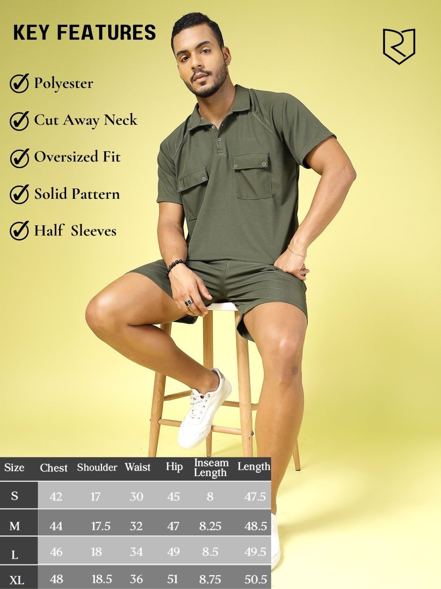 Rigo Army Green Loose Fit Co-Ord Set