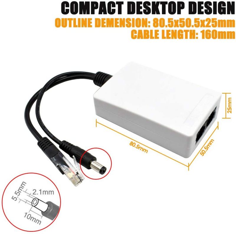 PoE Passthrough Extender Repeater Power Over Ethernet Extend to Max 300m(900ft), Plus 12V1A PoE Splitter for IP Cameras